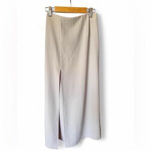 Light gray midi skirt with high slit